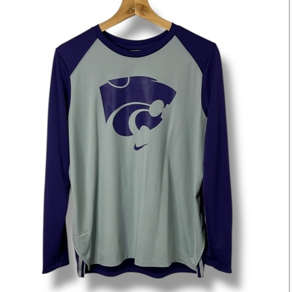 Nike Dri Fit K-State Wildcats Purple and Gray Long Sleeve Shirt Men's Size XL - Picture 1 of 14